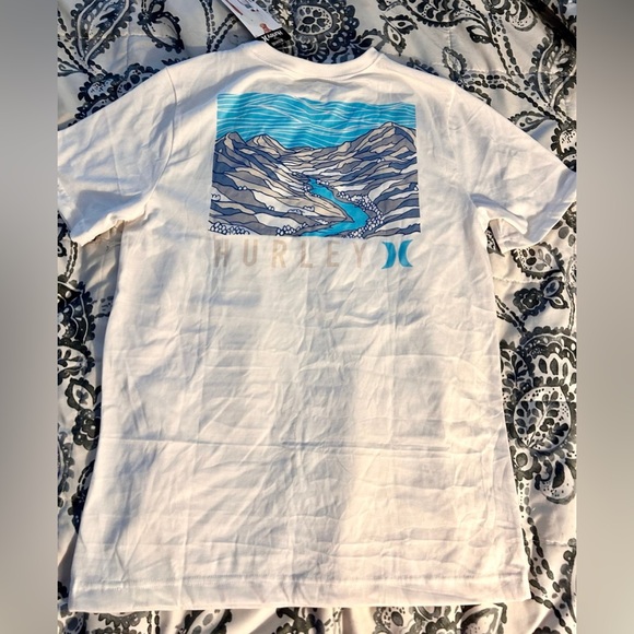 Hurley White Tee with Blue Logo - Picture 2 of 2